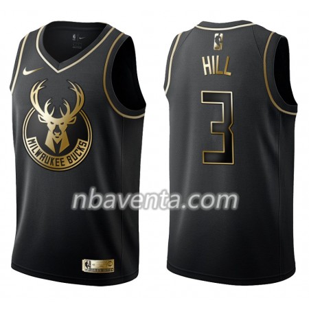 Camiseta Hombre Milwaukee Bucks George Hill 3 Nike Negro Golden Edition Swingman